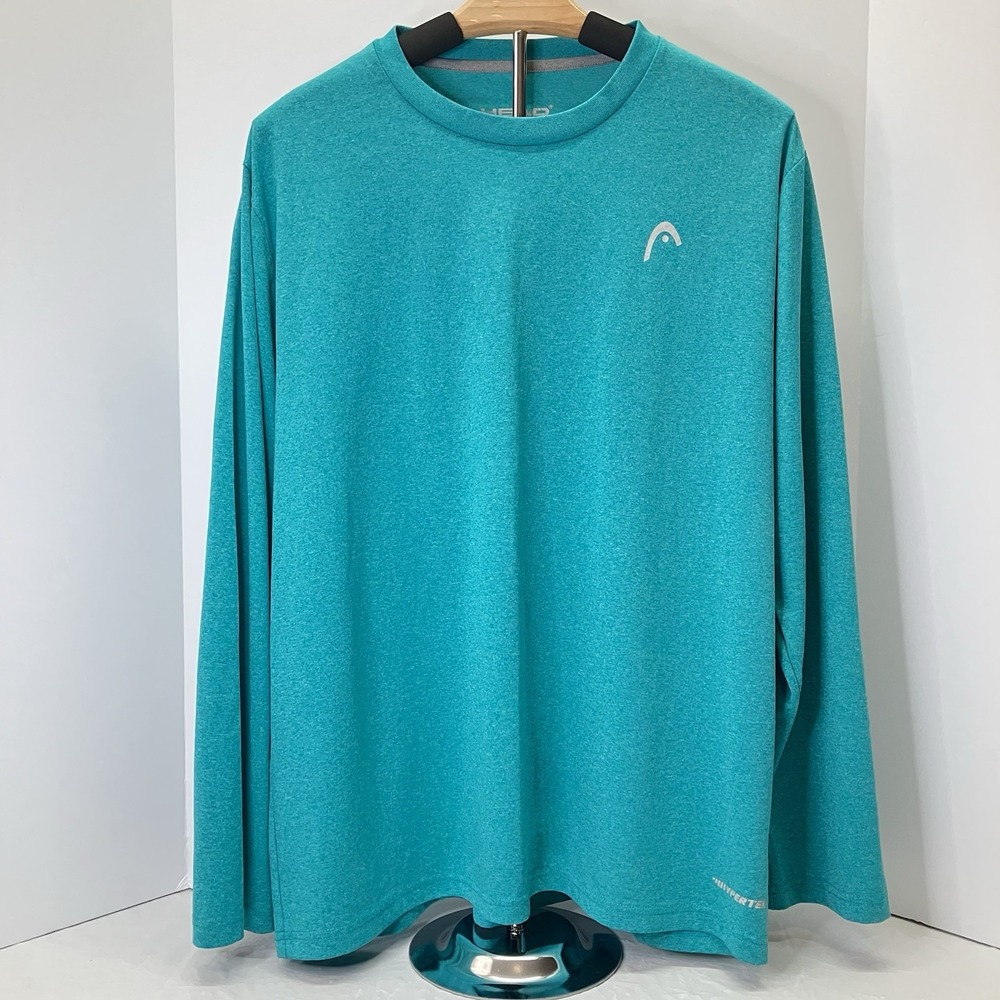 HEAD Mens Teal Blue Long Sleeve Tennis Hypertek Warm Up Shirt Size L